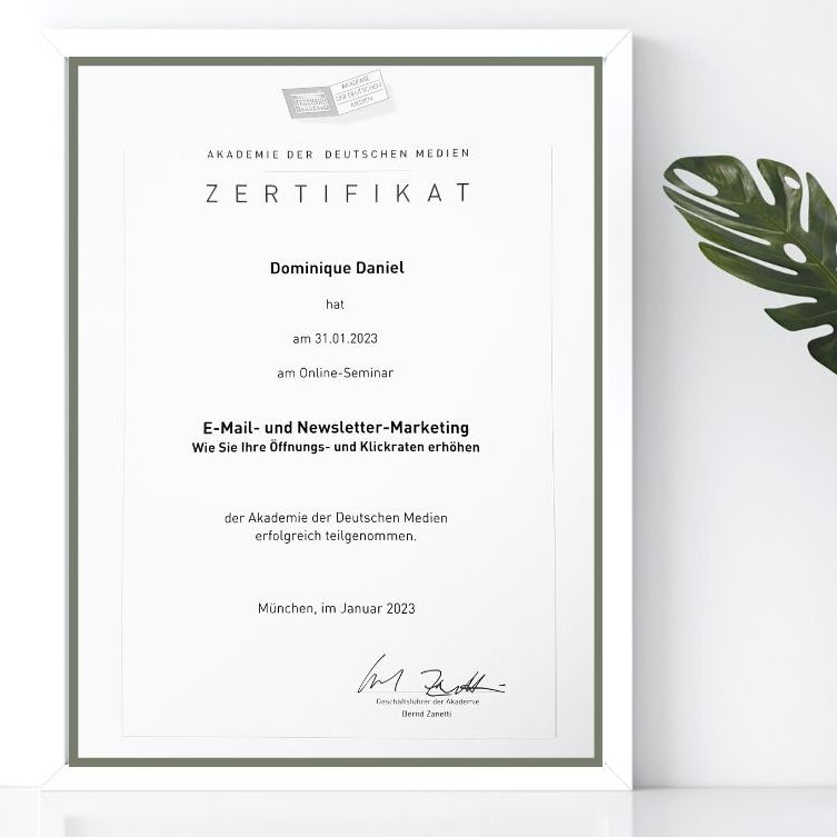 Zertifikat E-Mail- und Newslettermarketing